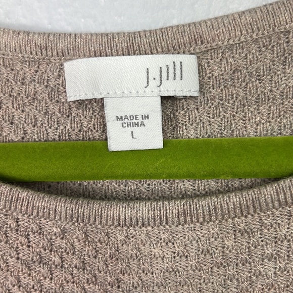 J.Jill Tan Long Sleeve Waffle Knit Sweater Tunic Top Large - Picture 3 of 6